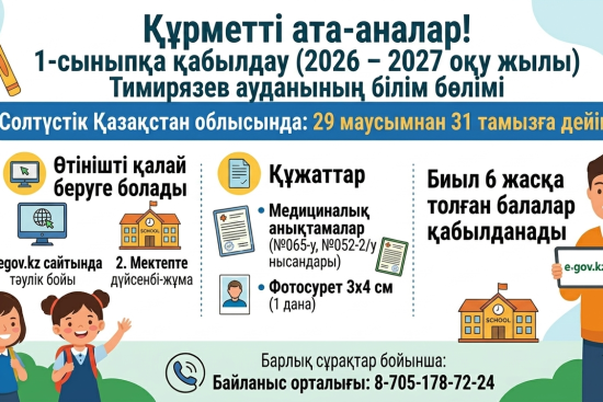 1 сыныпқа қабылдау